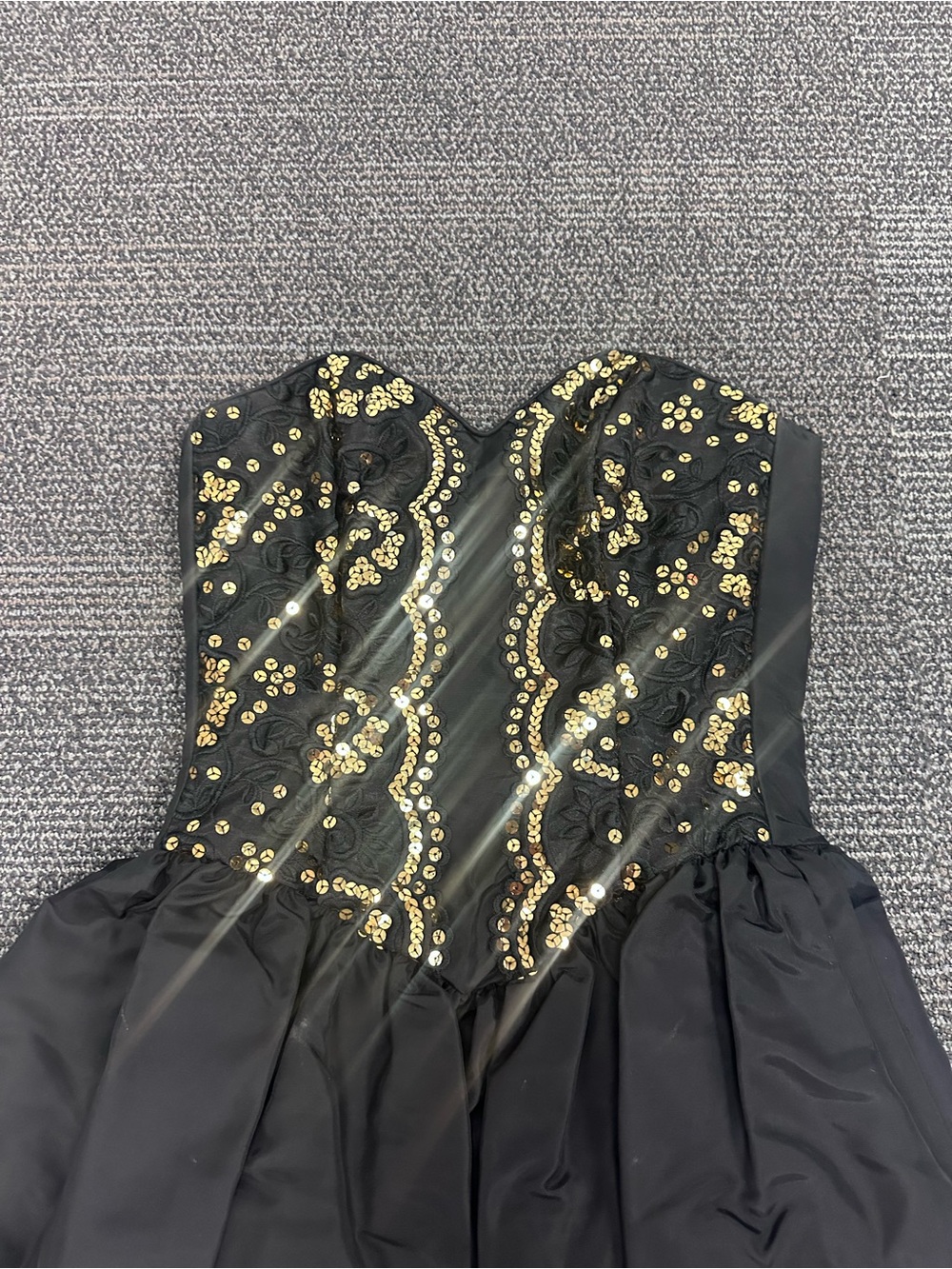 Gunne Sax Black Dress with Gold Sequin Bodice